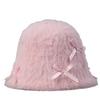 Sweet Bow Plush Bucket Hat Schoolgirl Cute Bucket Hat Winter Foldable Fashion Basin Hat