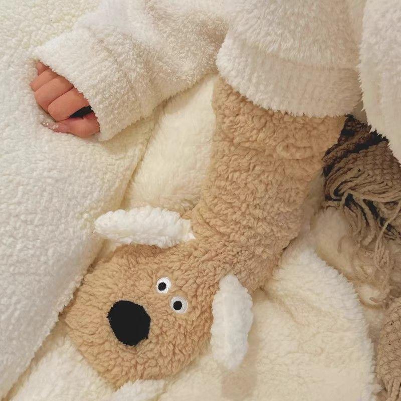 Winter Warm Cartoon Puppy Plush Sleep Socks Snow Socks Home Leg Warmers