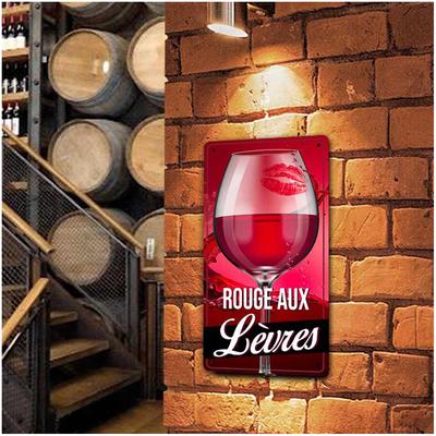 [Q6546] - Μεταλλική πινακίδα 'Rouge aux Lèvres' κόκκινη - 30. 5x15. 5 εκ.