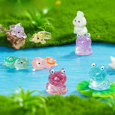 10-100PCS MiniTortoise Dinosaur Ornament Resin Glitter Frogs Miniature Figures Salamander for DIY Fairy Garden Micro Landscape