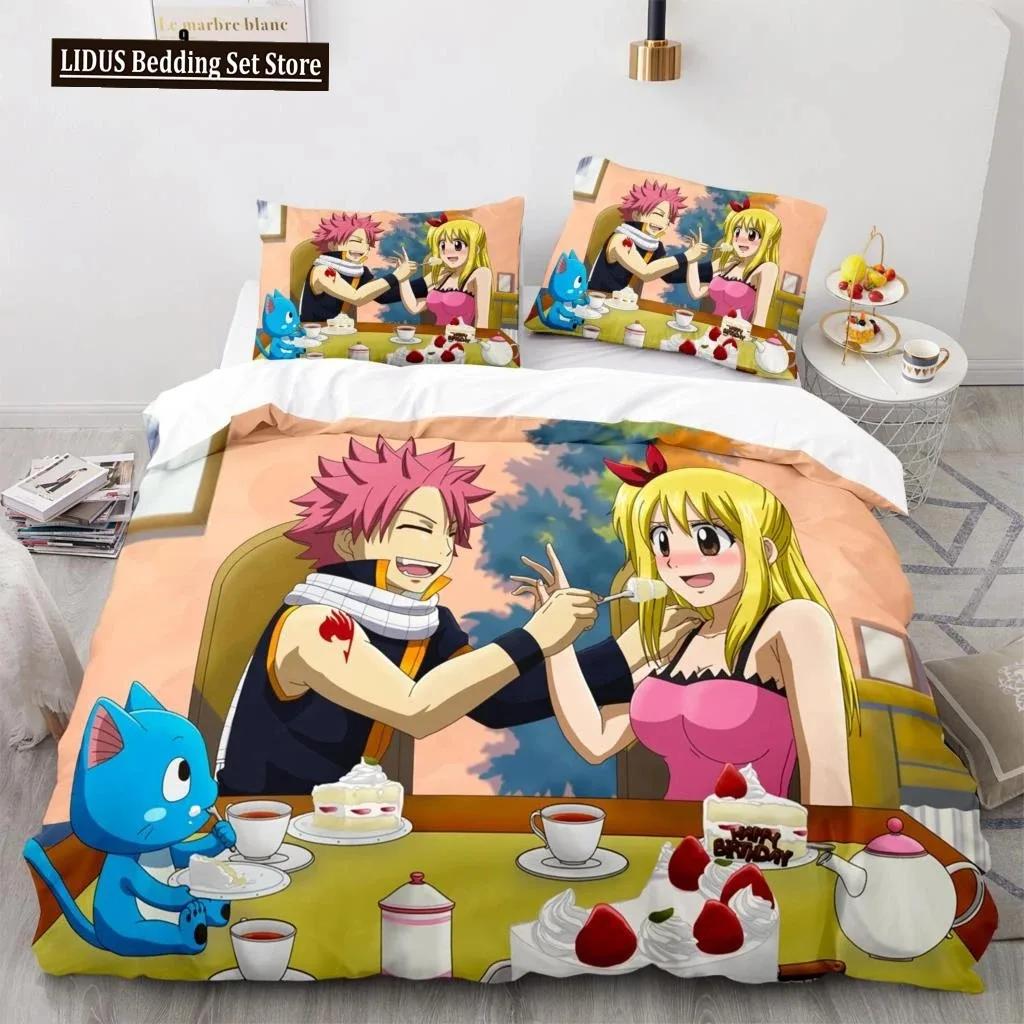 Comforter New Fairy Tail Bedding Set Japanese Anime Boys Girls Gift Bedroom Decor Single Twin Full Queen Size Home Textiles