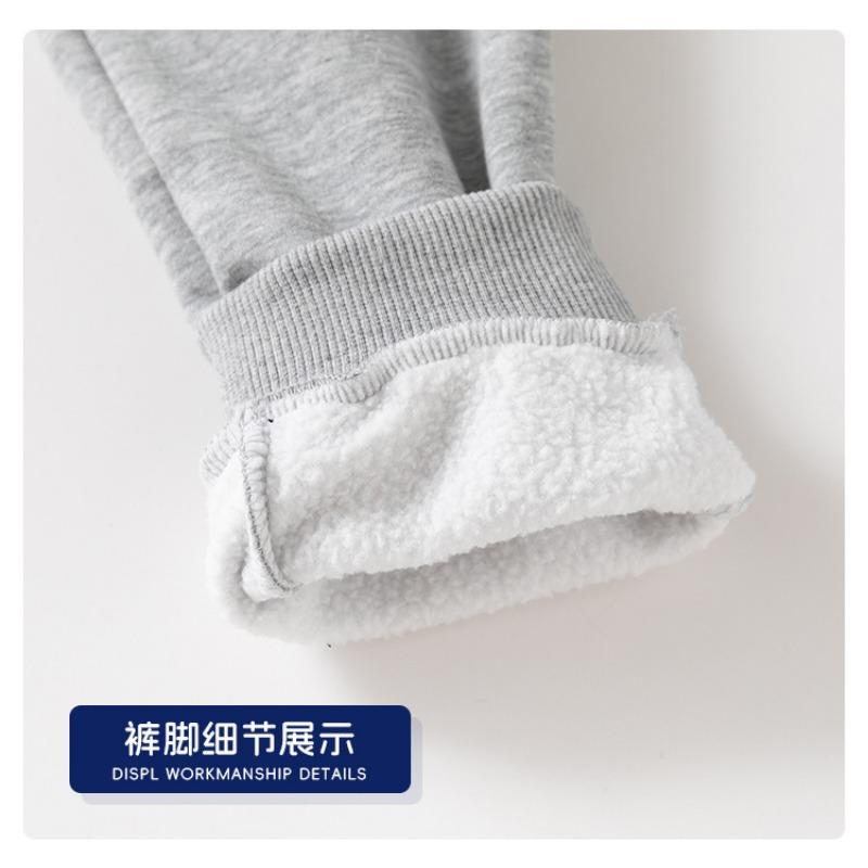 Korean Style Boys Fleece Lined Long Sports Pants Kids Children Winter Autumn Trousers