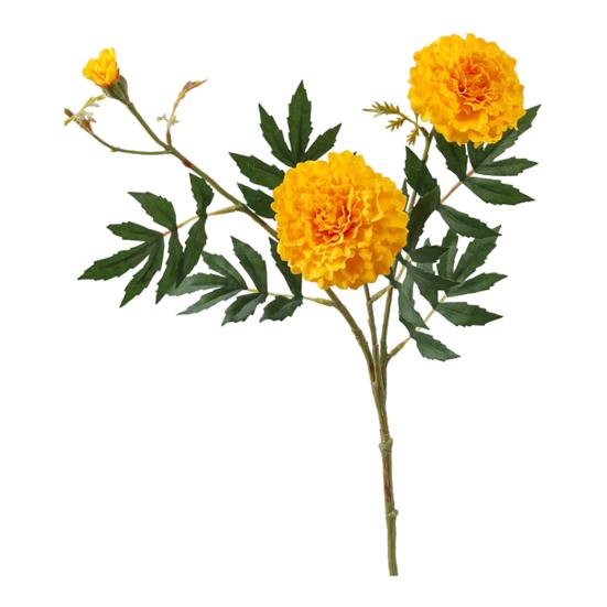 

Artificial Marigold 3 Head UV Resistant Fake Silk Flower with Leaves Indoor Outdoor Garden Table Centerpiece Faux Bloom Decoration оранжевый