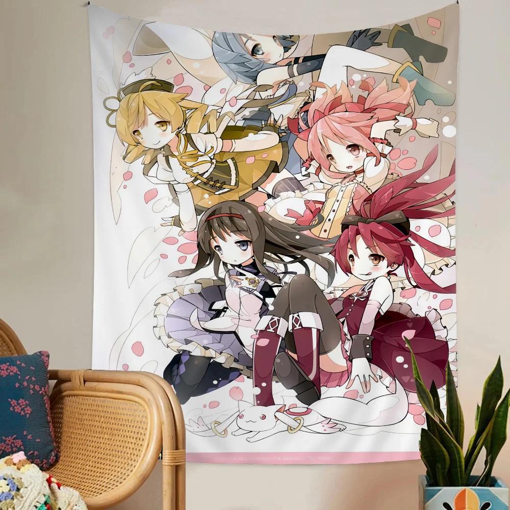 1PC Anime Puella Magi Madoka Magica Tapestry Printed Large Wall Tapestry Art Science Fiction Room Home Decor Decor Blanket