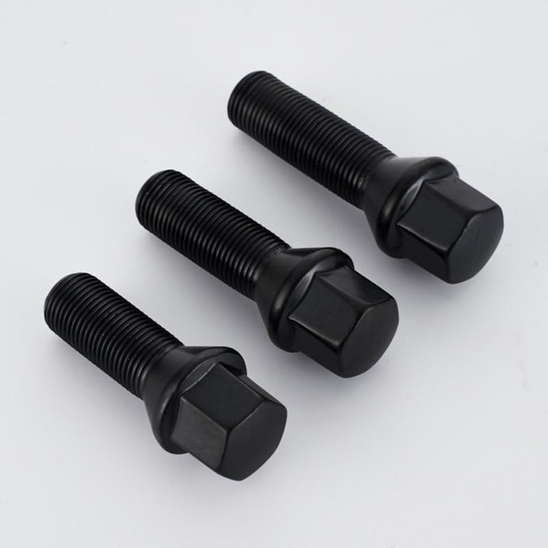 10pcs Cone Seat Lug Bolts Conical 17mm Hex 35mm/40mm/28mm Extended Shank Length m12x1.5,m14x1.25.m14x1.5 wheel bolts black