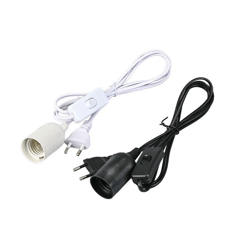 EU-Standard E27 Lampenfassung mit 303 Schalter und zweipoligem Rundstecker-Kabel
