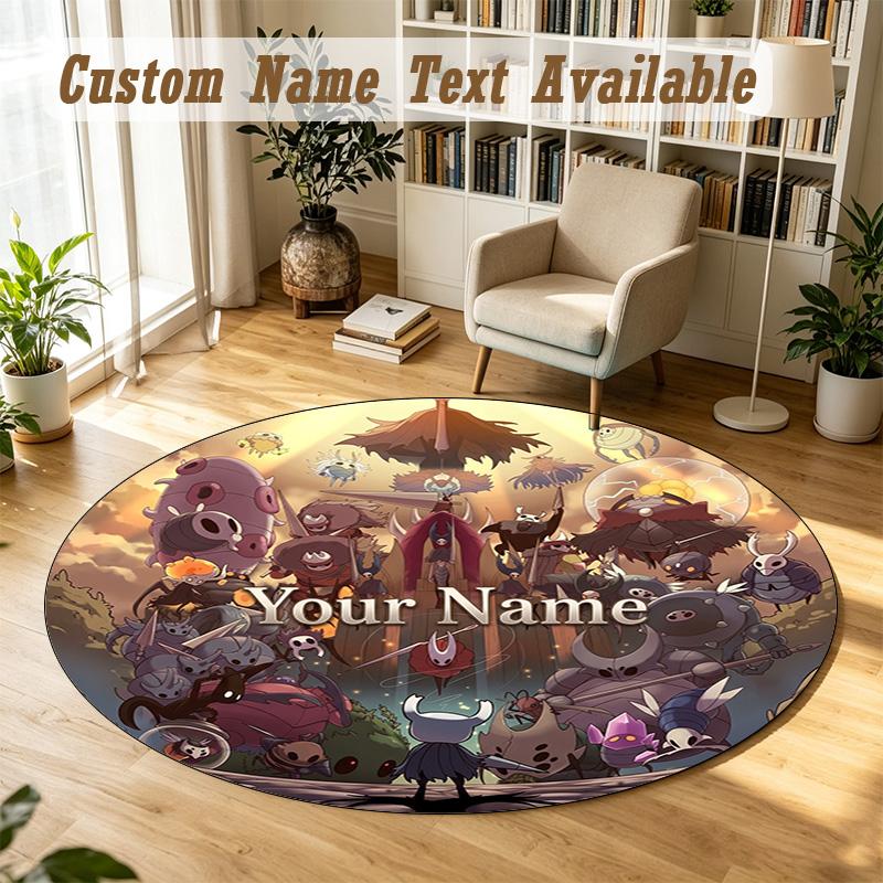 Hollow Knight Personalized Round Rug Support Custom Name, Soft Home Decor Mat