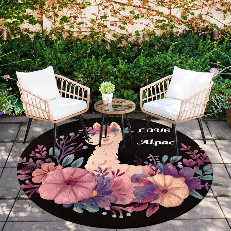 Goat Theme pattern round rug,Carpet Rug for Living Room Bedroom Playroom ,Non-slip Floor Mat,Holiday Gifts and Birthday Gifts.