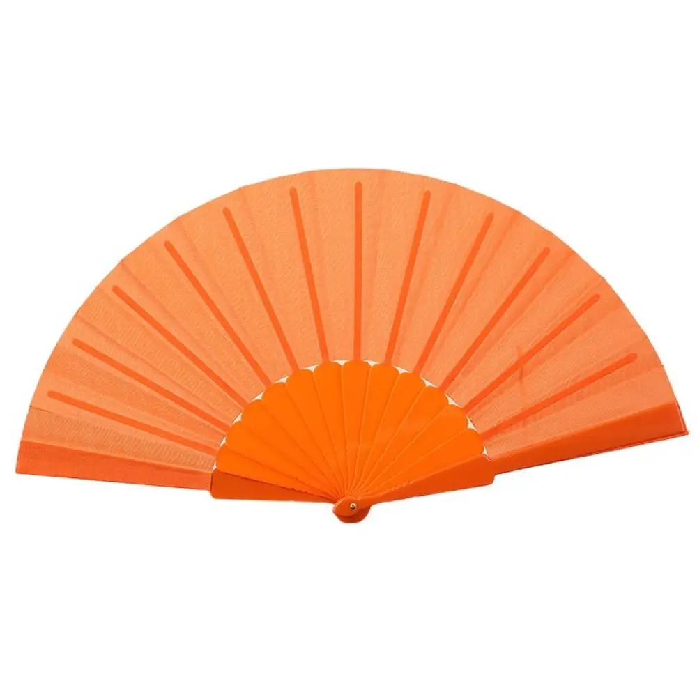 Portable Folding Fan Plain Plastic Cloth Hand Fan Chinese Elegant Fabric Hand Fan for Weddings Travel Party Dancing Cosplay