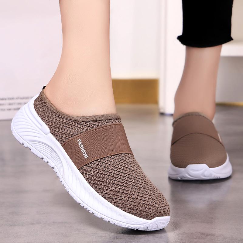 Women's Breathable Summer Slip-On Mesh Shoes - Comfortable, Soft Sole Half Slippers