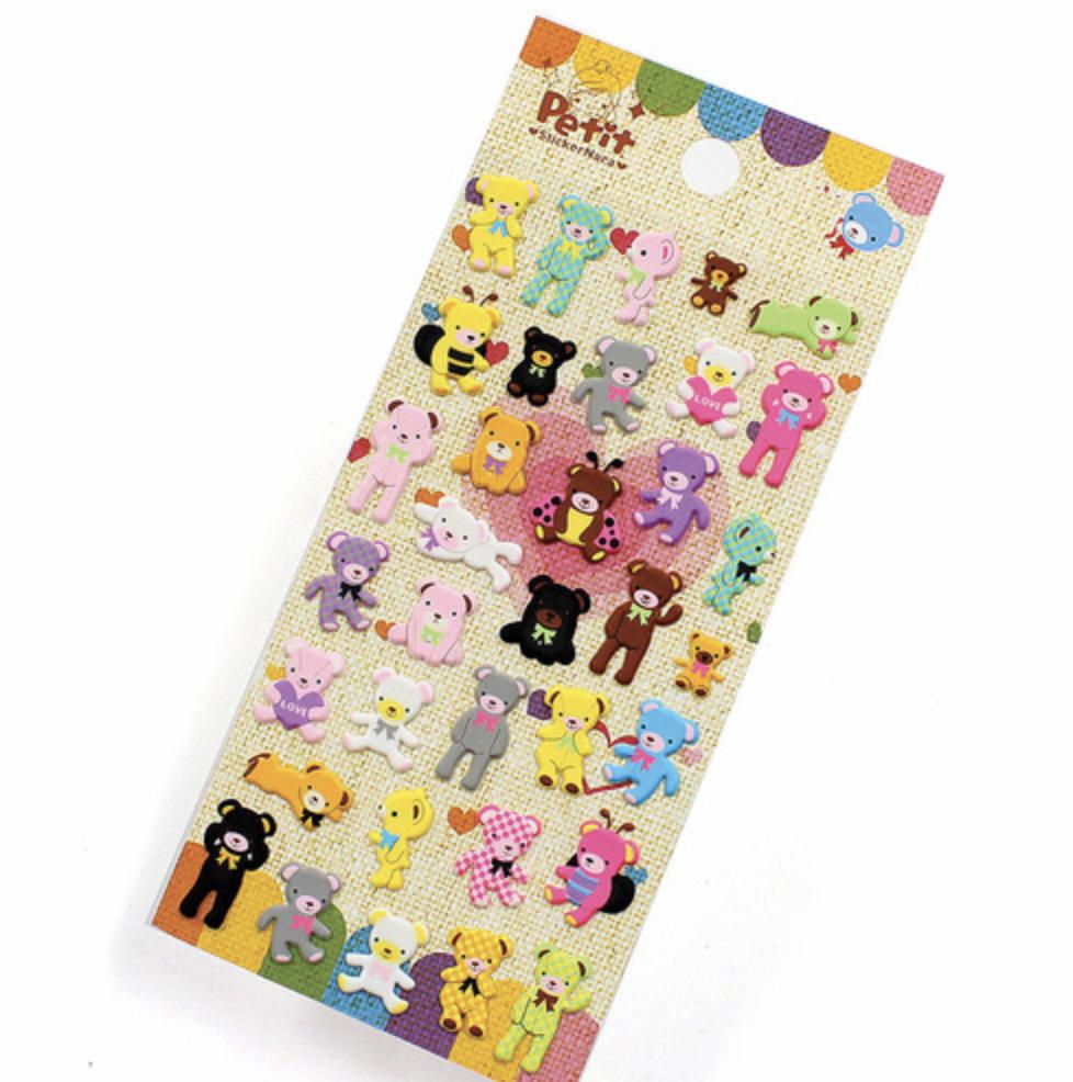 Petit Fancy Sevimli Hayvan Çıkartmaları (Her Biri 10 Adet) - 27 Seçenek (Üç Boyutlu/Kore/Dekorasyon/Kendin Yap Scrapbooking)