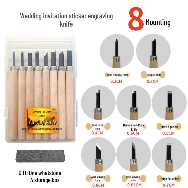Woodcut Carving Knife Set for Wedding Invitations, Woodblock Prints, Rubber Stamps, and Handcrafted Wood Art