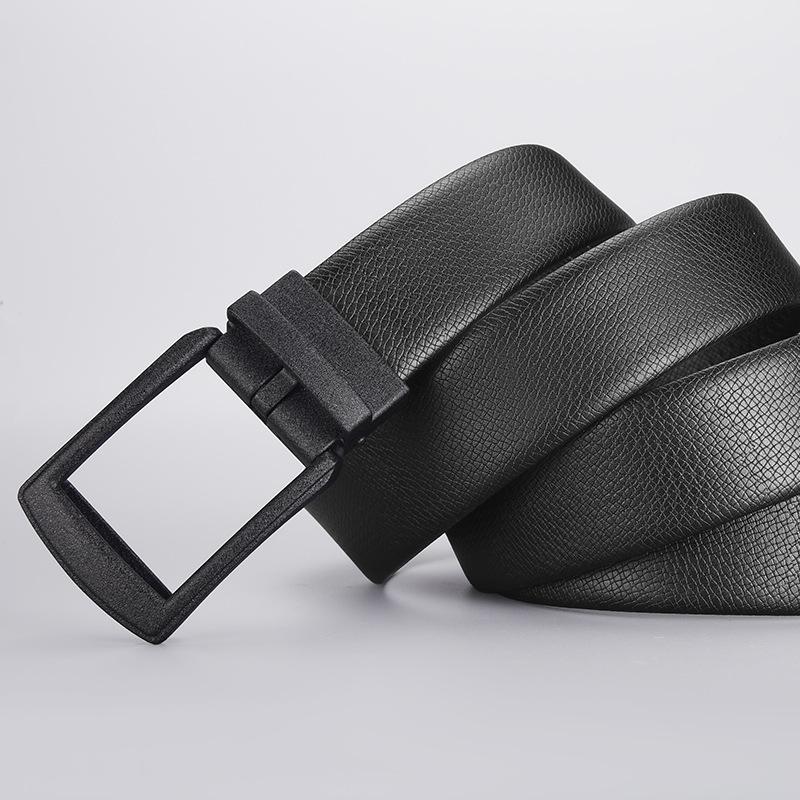 Men'S Leather Belt Two-Layer Cowhide Business Automatic Buckle Belt False Pin Buckle