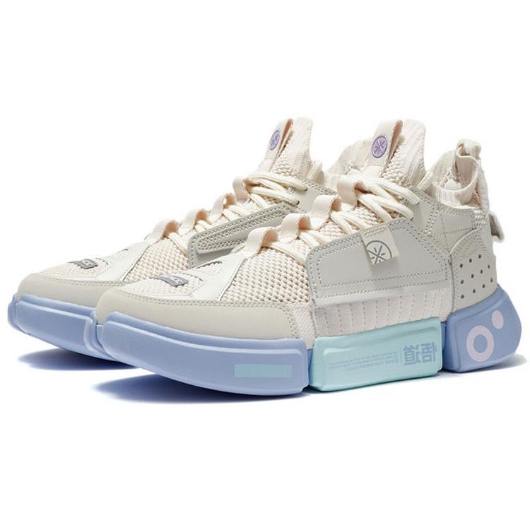 New LiNing Essence 2 ACE Cotton Candy Cushioned Wear Resistant Slip Resistant Mid Top Basketball Shoes Pearl White ABCS011-1