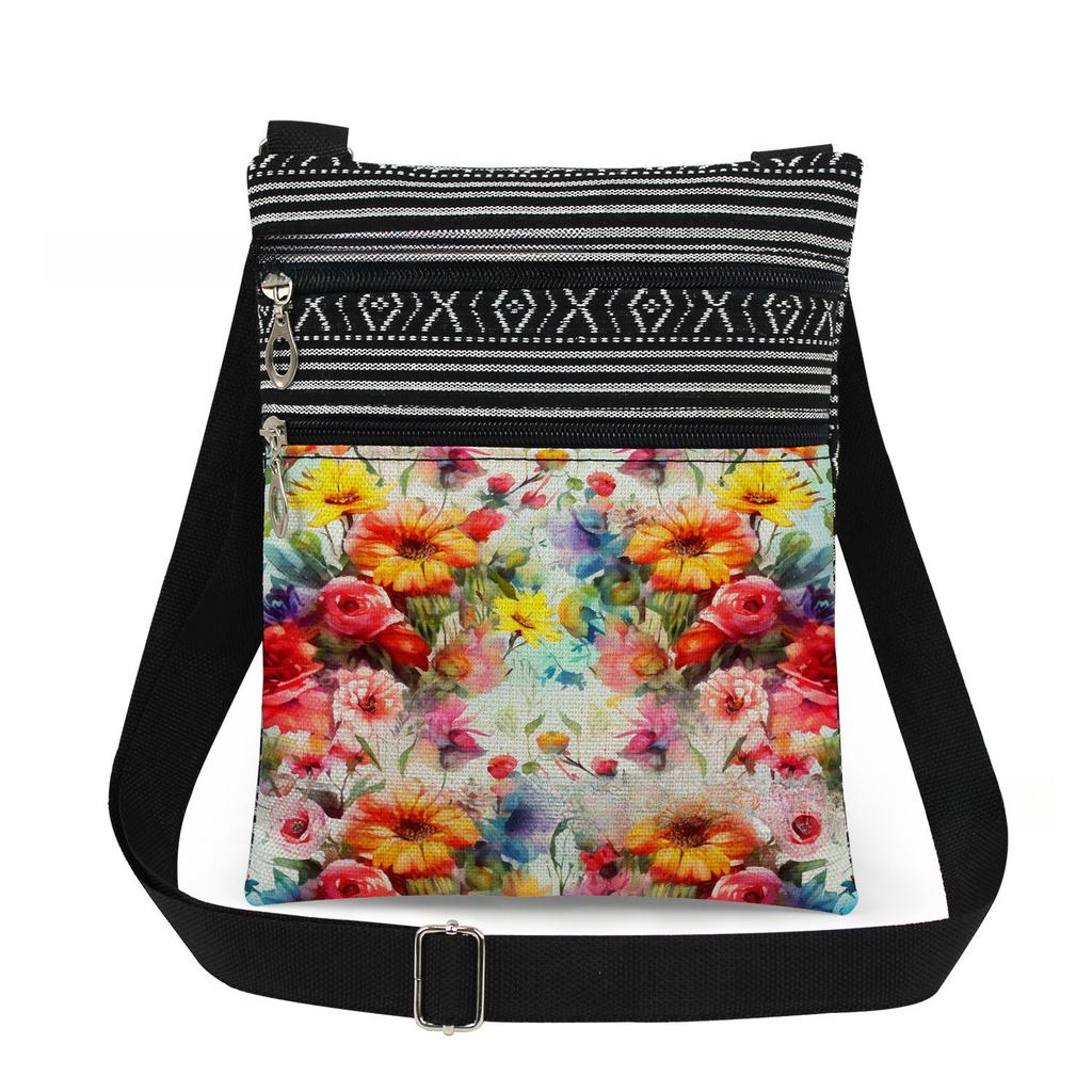 1PC Flower Print Tote Bags Women Shoulder Handbags Postman Package 6909