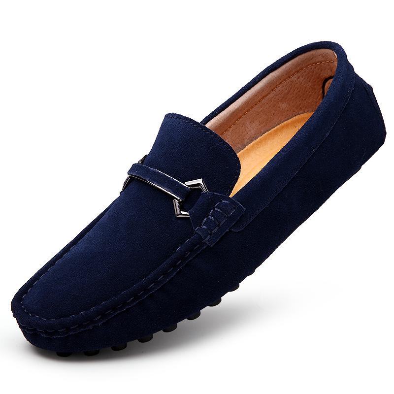 

Весенне-осенняя мужская обувь, легкая роскошная обувь doudou, большой размер, обувь для вождения, низкий верх, носок-рукав, анти-мех, британская плоская повседневная обувь 46 синий