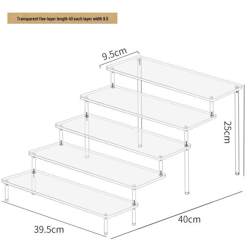 

Акриловая трехъярусная ручная стойка для кукол Pop Mart, косметики Jasmine, кошельков и ювелирных изделий 5-layer 40cm wide