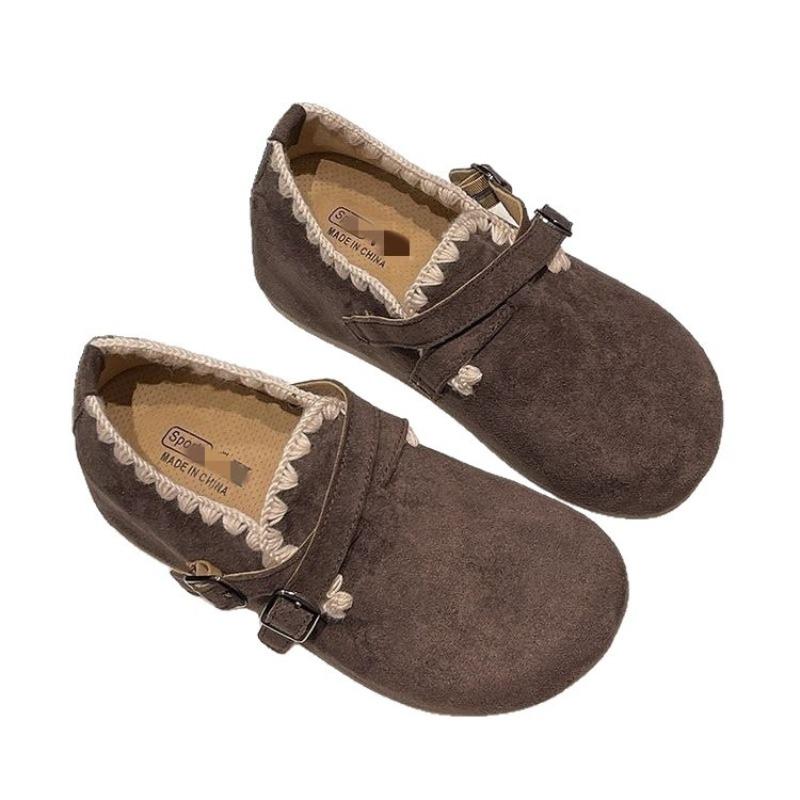 New fashionable flat-bottomed women's autumn versatile retro one-pedal round-headed single shoes