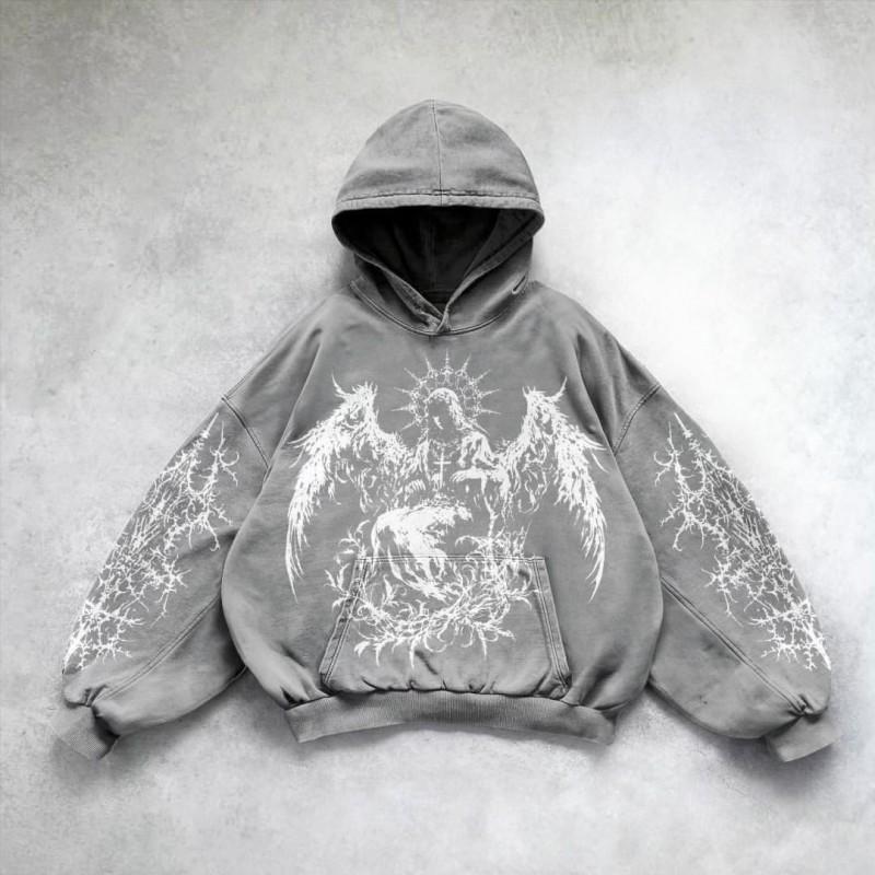 Y2K Retro Punk Solid Color 3D Printed Hoodie Streetwear Unisex Oversized Zip-Up Sweatshirt Teens