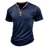 Top da uomo Henley Henley Maniche corte Cotone Girocollo Color block Traspirante T-shirt quotidiane Estate Vacanze primaverili Abbigliamento casual da uomo