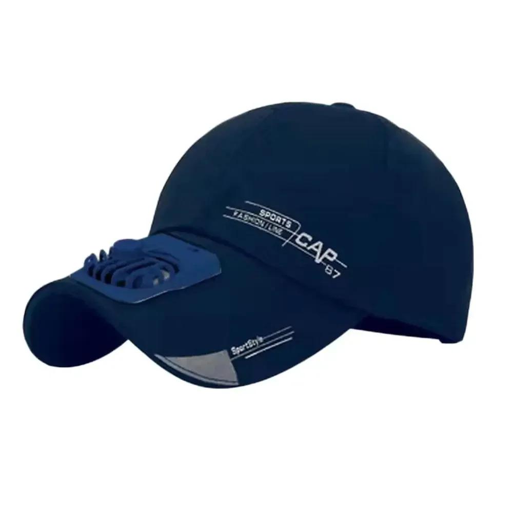 Damen Herren Sommer USB-Lade Kühlender Ventilator Baseballkappe Outdoor Golf Sonnenschutz 2 Geschwindigkeiten Einstellbar Schirmmütze Wandern Strand Sonnenhut