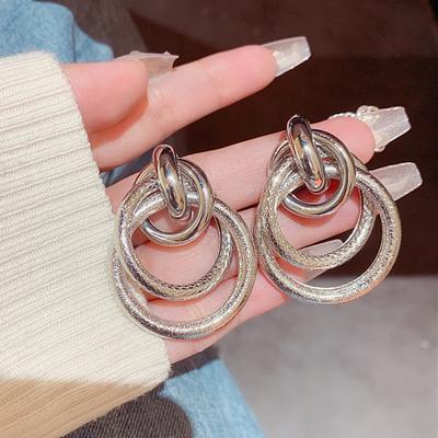 Exaggerated Geometric Multi-layer Circle Earrings Retro Fashion Light Luxury Stud Earrings Women's Personality Temperament High-end Earrings