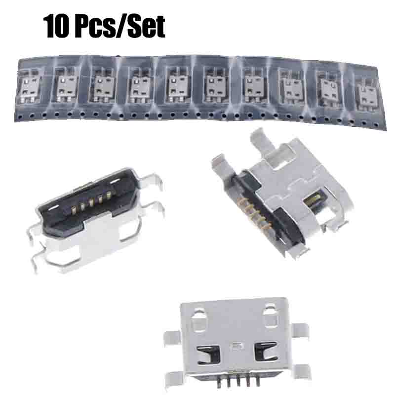 10 Pcs type B micro usb 5 pin female charger mount jack connector port socket