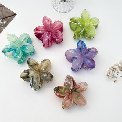 Gradient Flower Hair Accessories Set Beach Style Hairpins Flower Claw Clips Summer Flower Hairpins Hawaiian Style