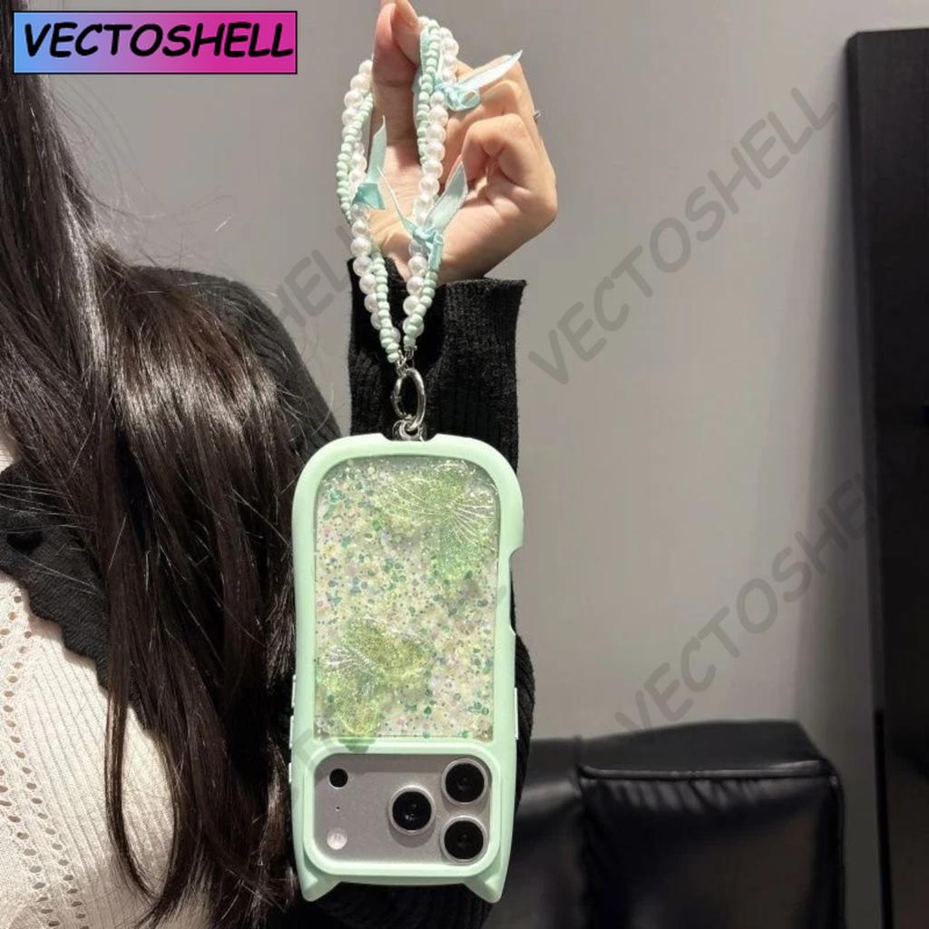 Cute Cat Ears Butterfly Transparent Lanyard Case for iPhone 17e 16 15 14 13 12 Pro Max 17 Air 11 Large Window Soft Edges Cover