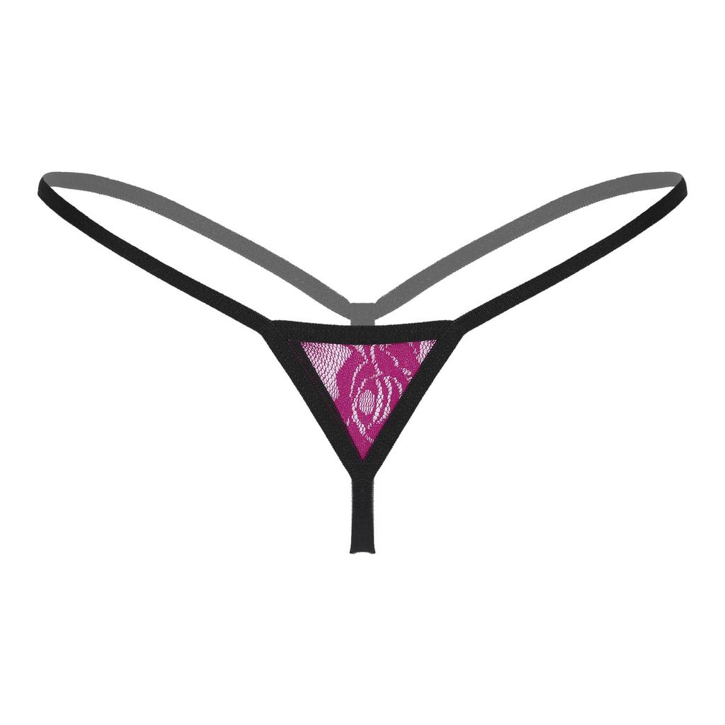 Womens See Through Lace Micro Thongs G-String Low Waist Elastic Waistband T-Back Lingerie Underwear