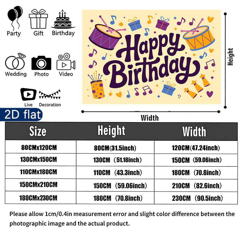 Colorful Gifts Birthday Banner, Colorful Polyester Backdrop for Party Decorations