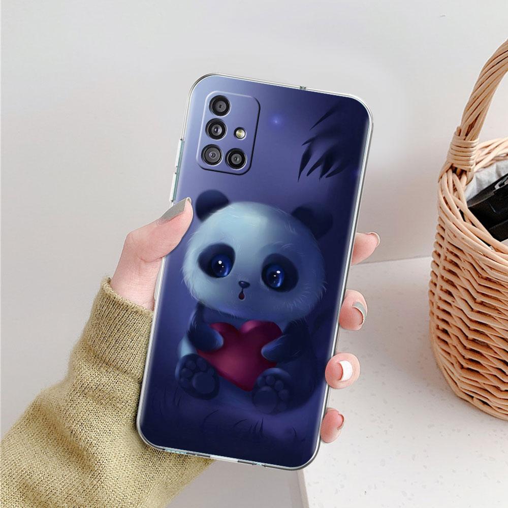 Clear Phone Case For Samsung Galaxy A51 5G A71 A21s A31 A12 A52 A41 A91 A11 A32 A72 Shockproof Soft Cover Super Cute Panda Funda