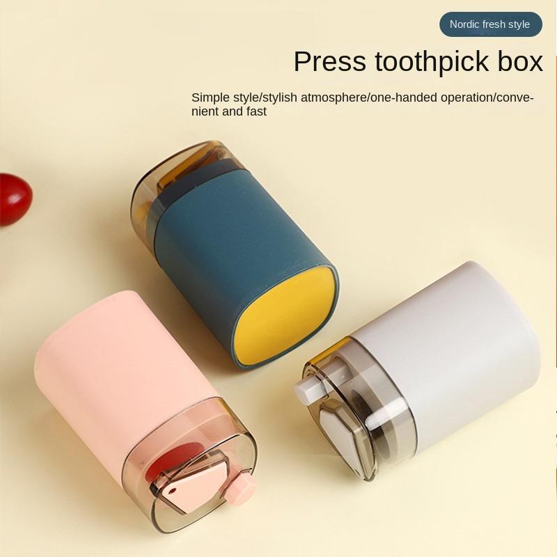 Automatic Pop-up Toothpick Holder, Portable Toothpick Holder, and Large Storage Space for Up To 50 Toothpicks