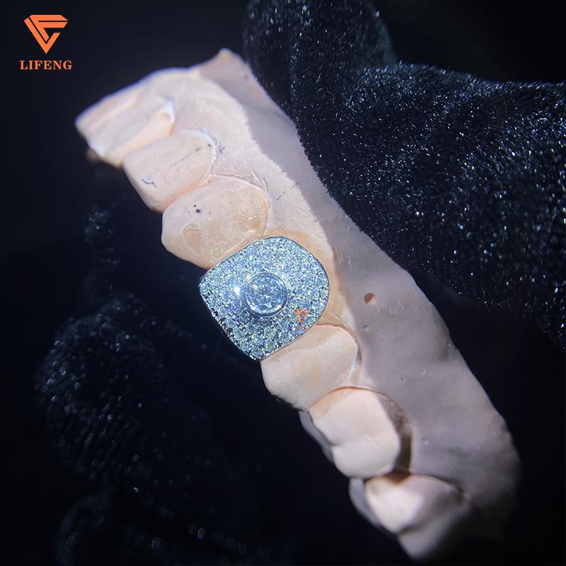 Lifeng Jewelry Custom Luxury Grillz Personality Design VVS Moissanite Hiphop Diamond Grillz Sterling Silver Rapper Teeth Grillz