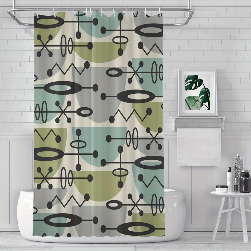 Retro Mid-Century Modern Shower Curtain – Atomic Geometric Design, Elegant Abstract Art, 70X70In, Includes Hooks
