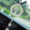Diamond Pearl Car Pendant Cute Cartoon Heart Star Tassels Rearview Mirror Ornaments Rhinestone Woman Car Decro Accessories