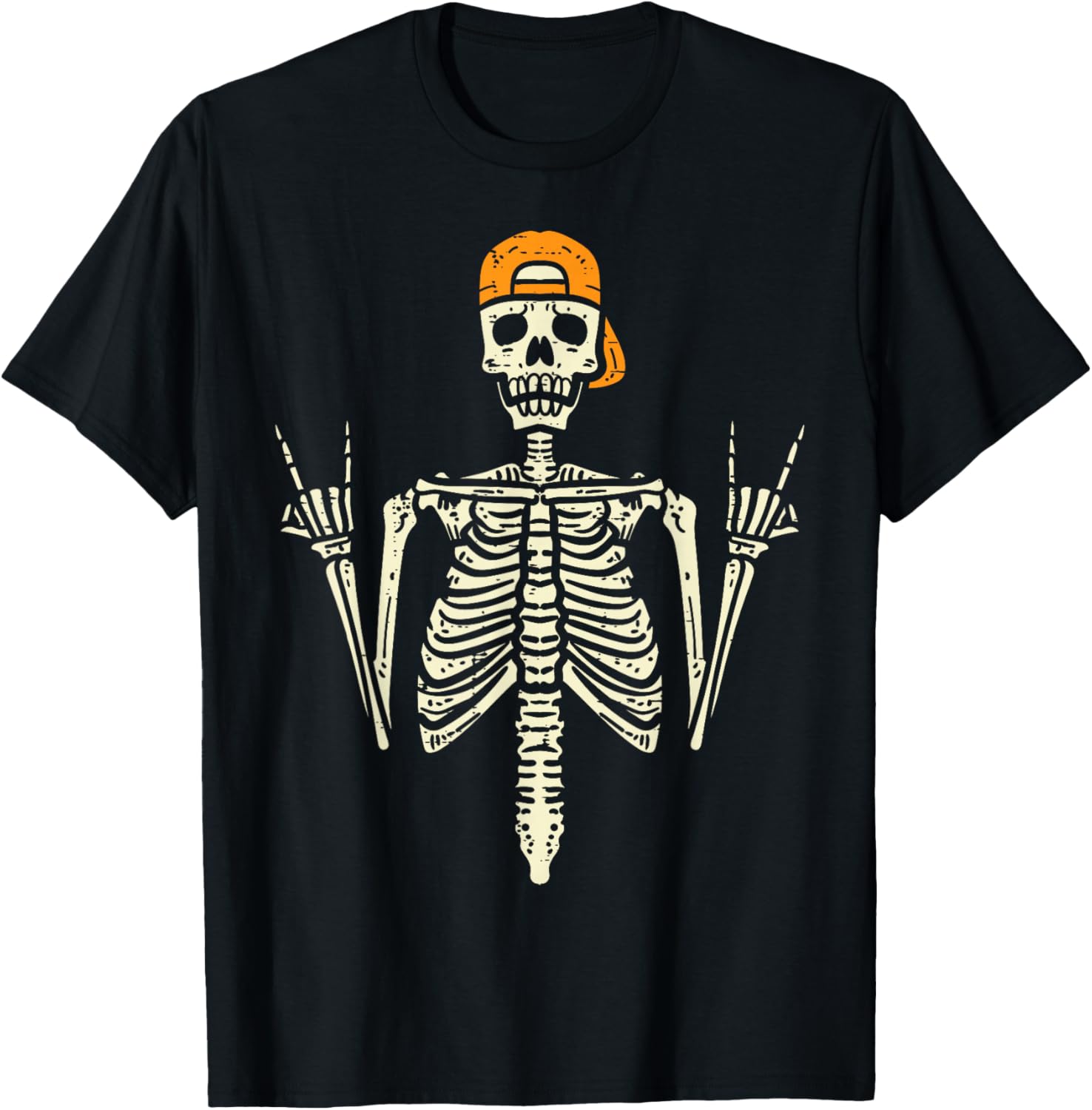 Rocker Skeleton Cap Skater Cool Halloween Punk Rock Unisex Boys Tshirt 100 Cotton Trendy Y2k Shortsleeve Tee Soft S