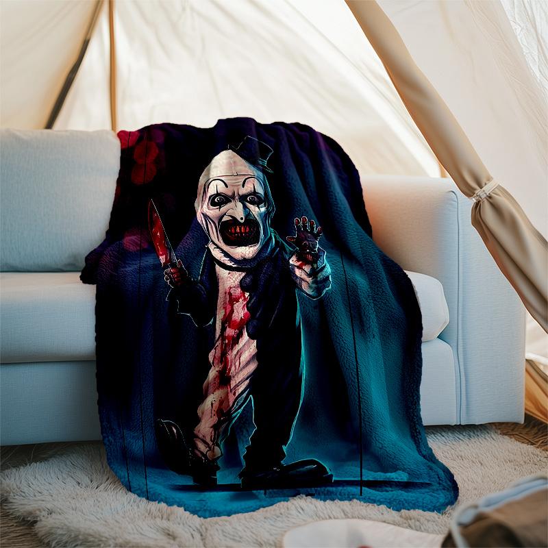 Art the Clown Terrifier printed throw blanket—lightweight,soft,warm;versatile blanket for all seasons—perfect as &air-conditioning throw,nap blanket