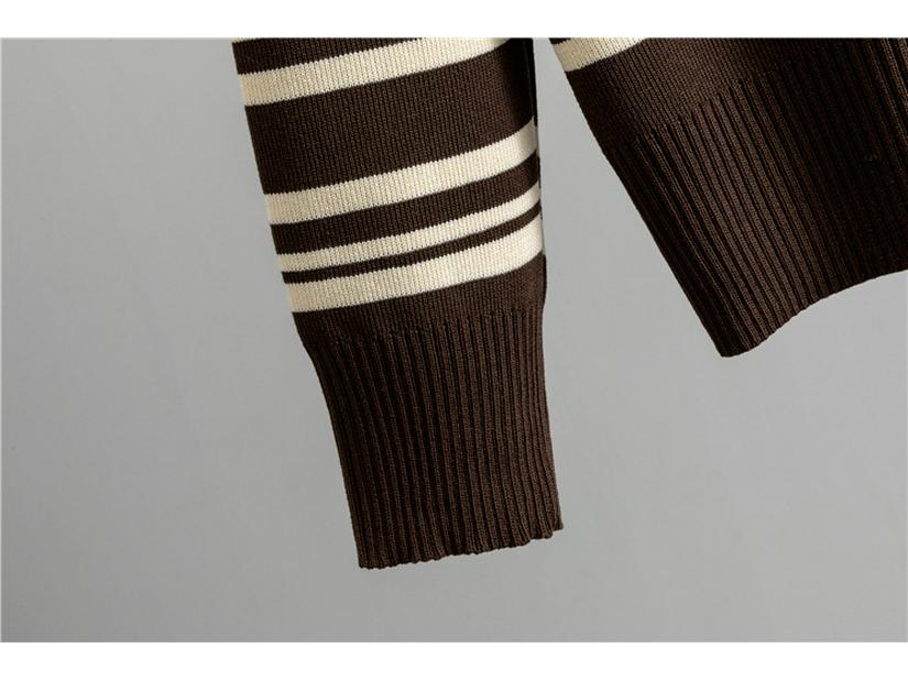 Women's Korean Fashion Striped Sweater & Wide-Leg Pants Knitted Set