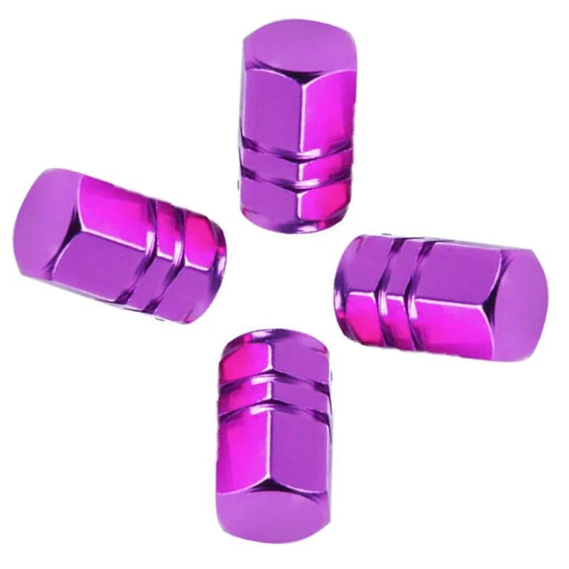 

4pcs Purple Chrome Aluminum Nipple Caps Tire Wheel Rims Stem Air Valve Caps Tyre Cover Car Useful Exterior Parts Car Accessories