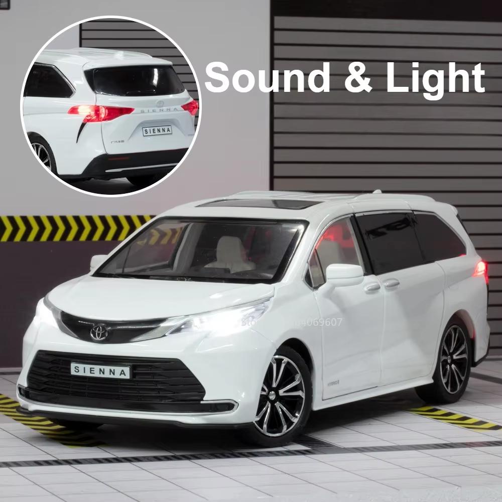 New 1:24 Scale SIENNA MPV Van Toy Car Model Die-cast Miniature Pull Back Sound and Light Car Door Can Be Opened Collectible Boy Children Gift