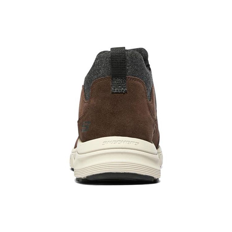 Skechers Oak Canyon Slip-On Cowhide Fabric Sports Comfort Thickened Fleece Warm Low-Top Casual Shoes Men sneakers Brown Black 237283C-CHBK