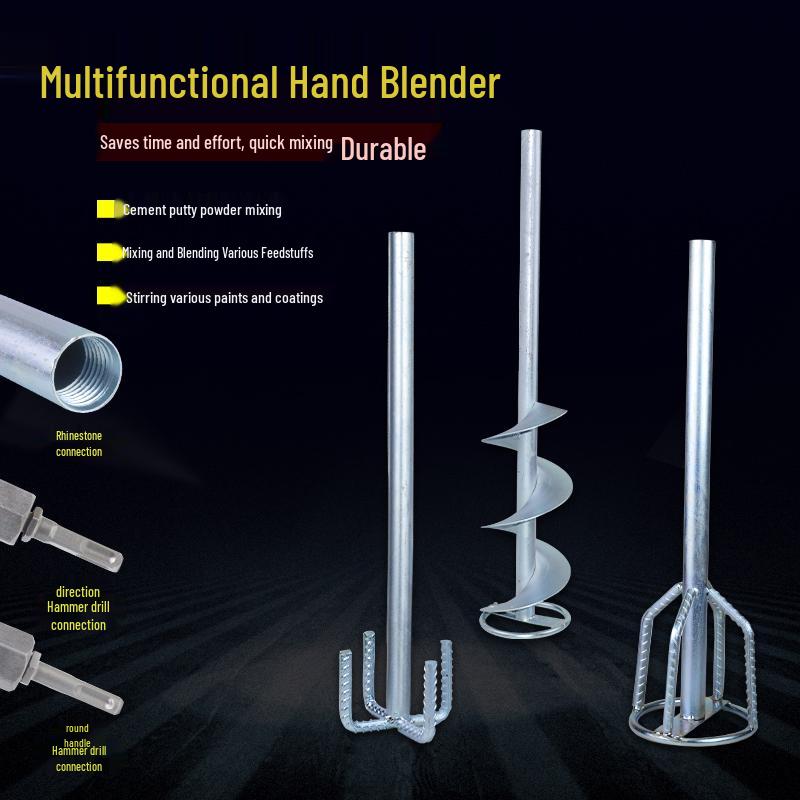Universal Steel Drill Mixer Rod with Thickened Thread for Mortar, Plaster, Paint