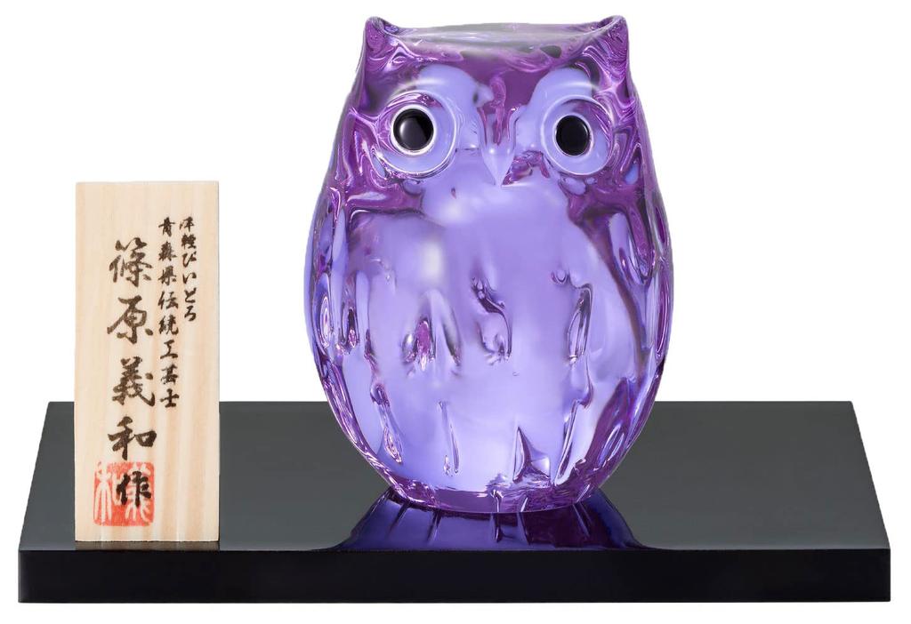 Aderia Tsugaru Glass Baby Owl In Made In Gift Cute Bird Gift for Housewarming Wedding Small Retirement Birthday F79727 (ADERIA) Ornament, Shion,