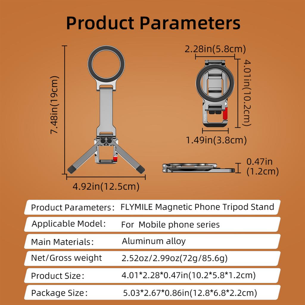 Magnetic Phone Tripod Stand Foldable Portable Magnetic Phone Holder Adjustable Phone Mount for Magsafe