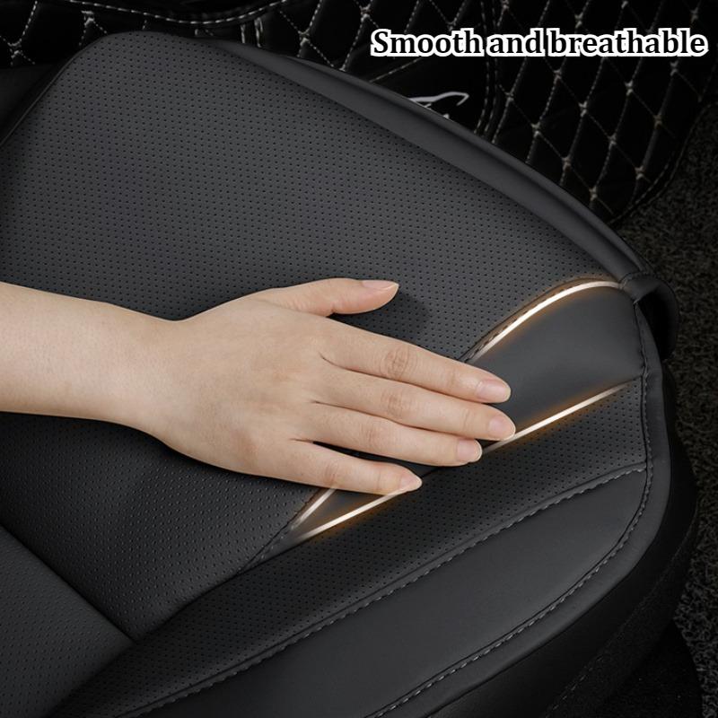 Ergonomický PU kožený polštář na autosedačku s bederní a stehenní oporou, větraný design, úložné kapsy, univerzální velikost pro většinu aut