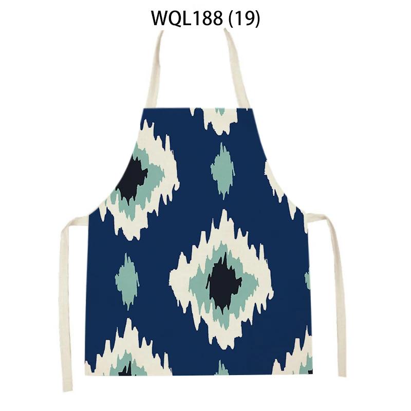 Retro Geometry Print Kitchen Apron for Woman Man Bohemia Linen Baking Aprons Adult Kids Cooking Apron Cleaning Tools Tablier