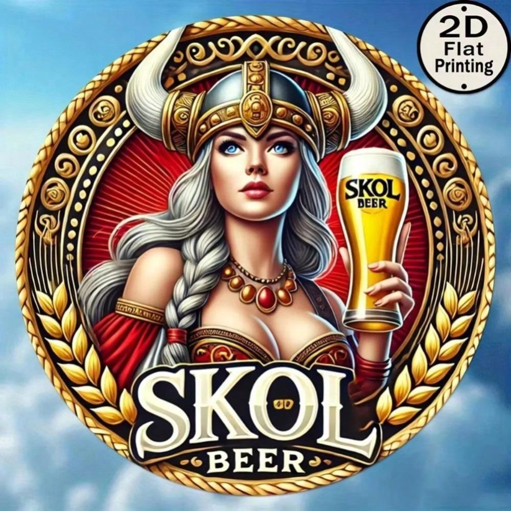 Skol Beer Viking Warrior Woman Retro Metal Tin Wall Art Home Bar Decor Gift