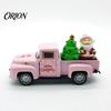 Pickup Truck Figurine Christmas Figurine, Vintage Car Statue with Santa Claus, Decor Tree, Snowman, Miniature Alloy Vehicle Ornament for Holiday Party