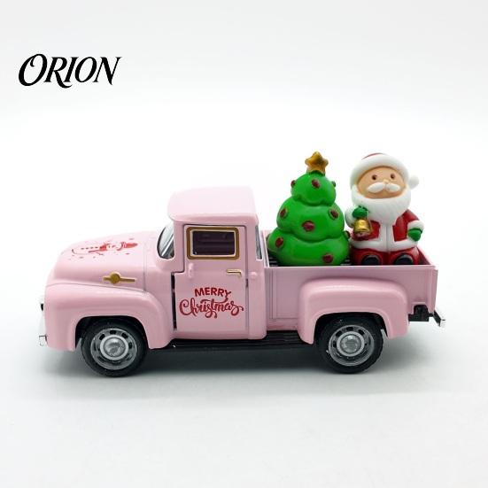 Pickup Truck Figurine Christmas Figurine, Vintage Car Statue with Santa Claus, Decor Tree, Snowman, Miniature Alloy Vehicle Ornament for Holiday Party